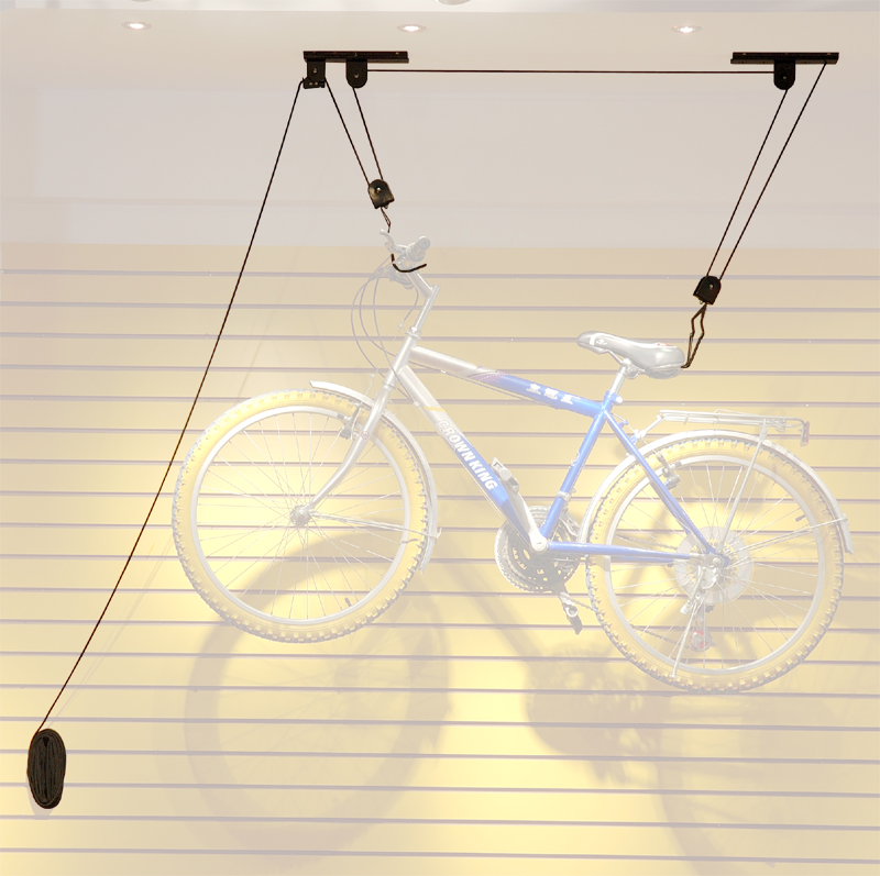 Porte-vélos de plafond de garage de stockage de levage de poulie fixé au mur
