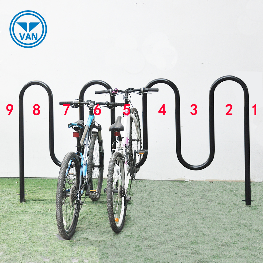 Porte-vélo à tube rond horizontal robuste commercial