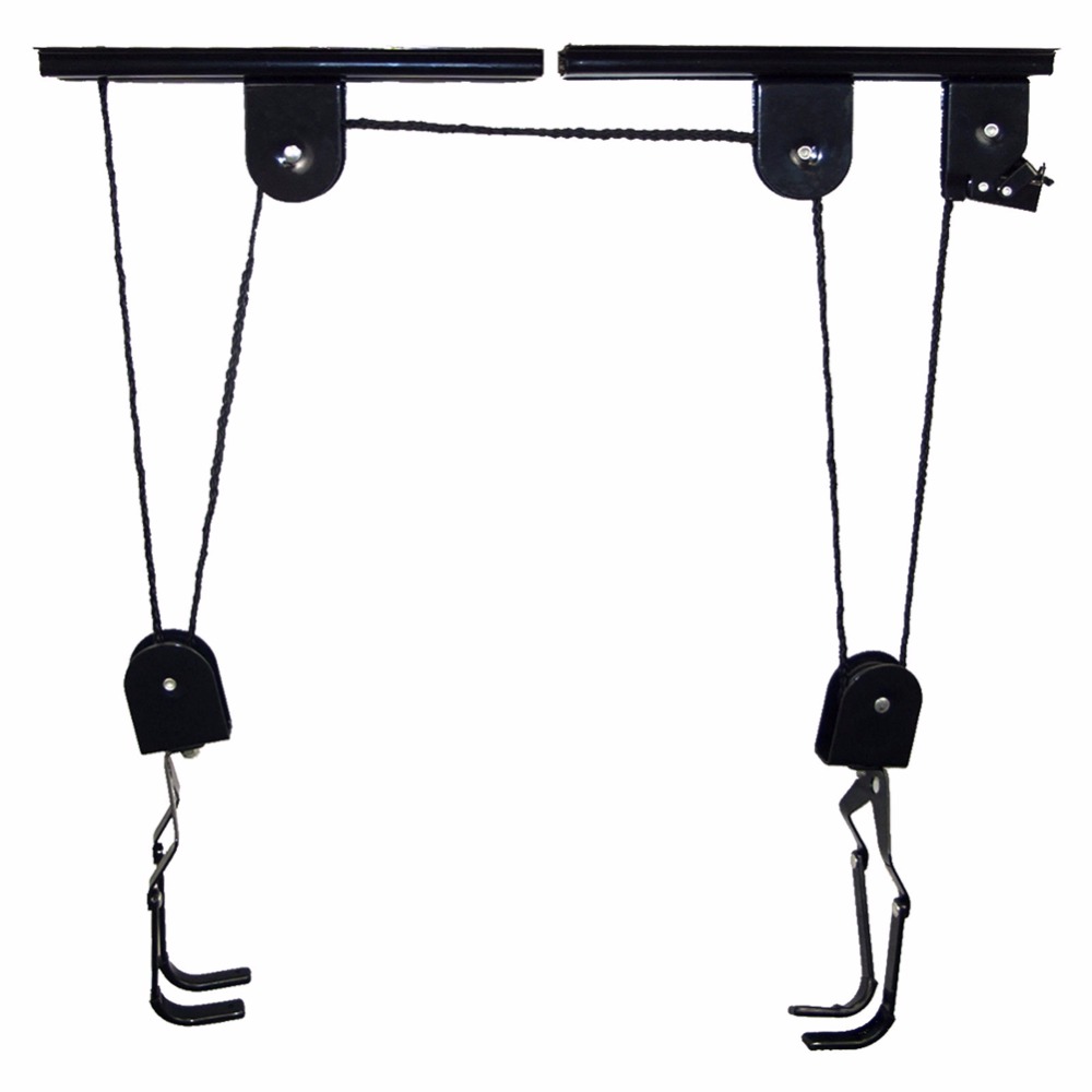 Porte-vélos de plafond de garage de stockage de levage de poulie fixé au mur