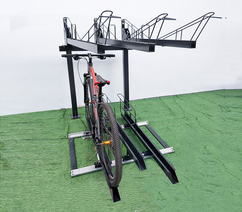 Double support d'affichage européen de stockage de vélo en métal fait sur commande fabrique