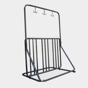 Porte-vélos à grille durable à revêtement noir avec porte-casque